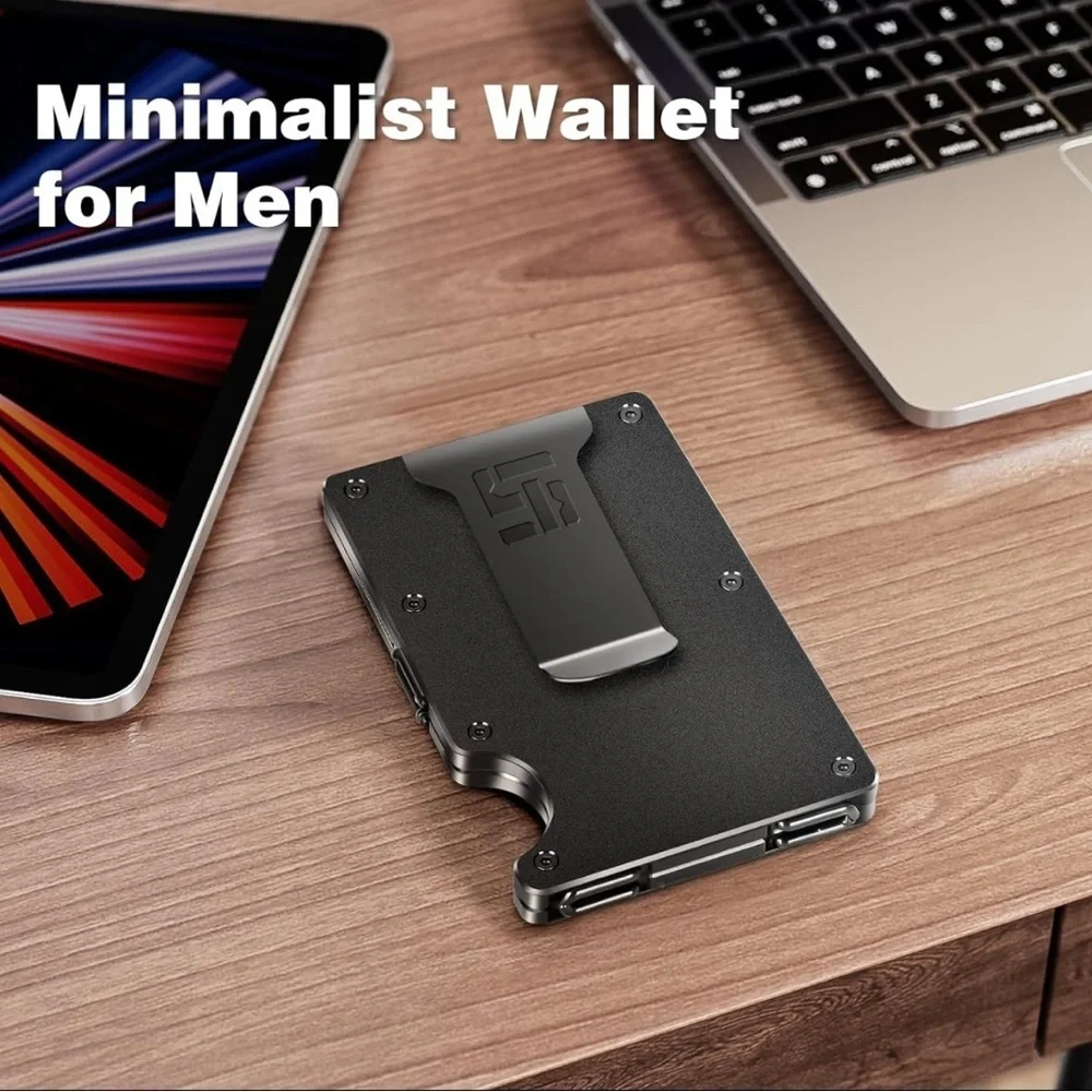 TIGERSTONE Minimalist Slim Metal Wallet Men RFID Blocking Holds 20 Cards Blue